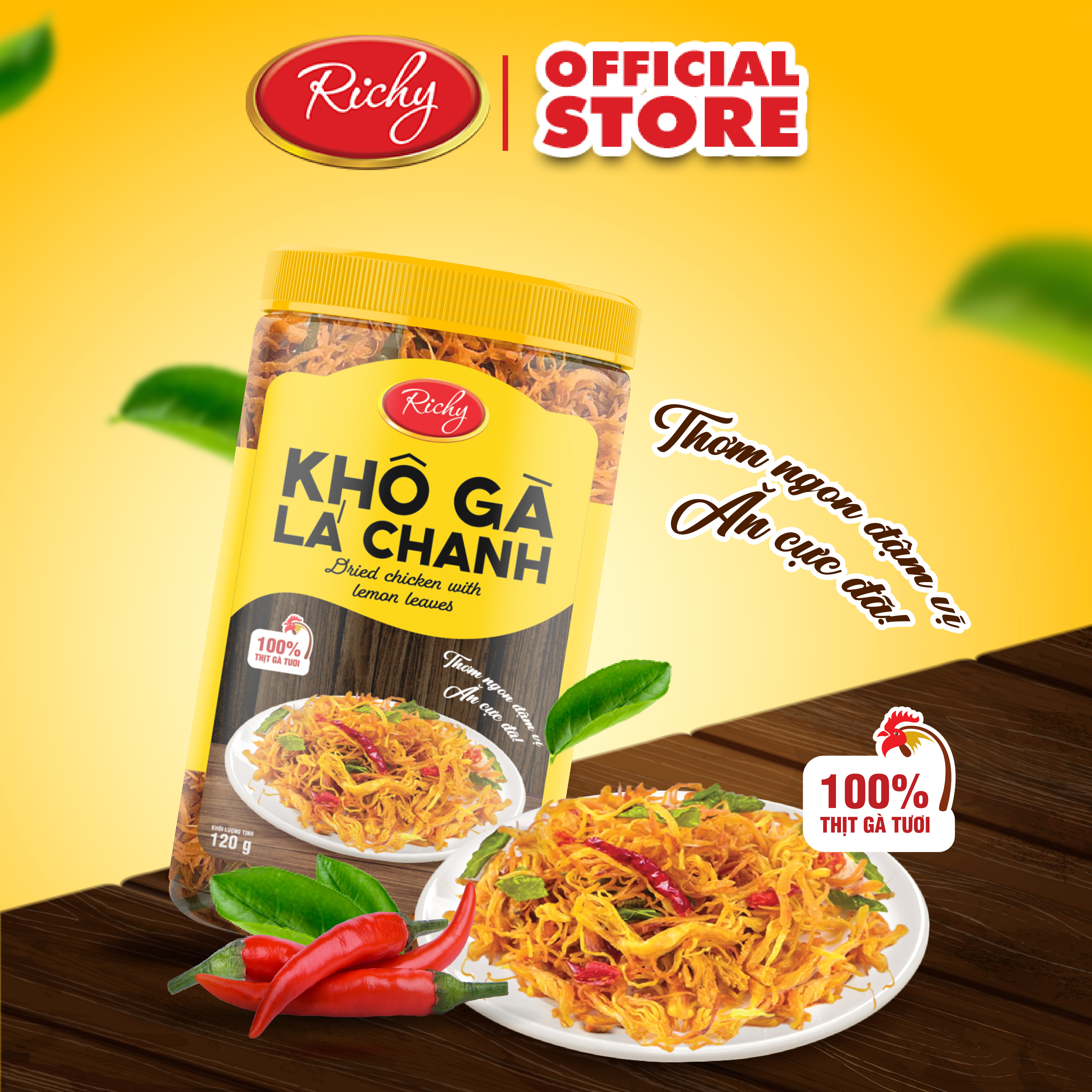 Khô Gà Lá Chanh Richy - An toàn thực phẩm- Thơm ngon chất lượng