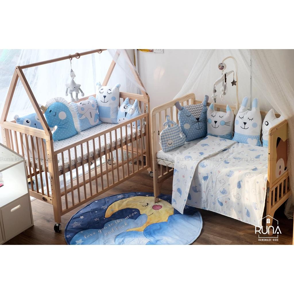 Quây cũi vải hình con thú cho bé RUNA KIDS - Chất liệu Cotton cao cấp, giúp hạn chế va đập, bảo vệ an toàn cho bé