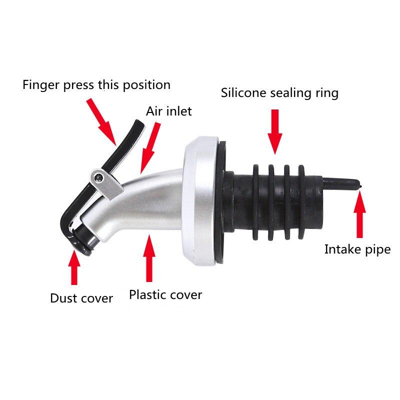 1PC Stainless Steel Oil Bottle Spout Pourer/Mouth With Stopper Flask Dry Red Wine Pot Bottle Cork Plug Olive Pourer Dispenser