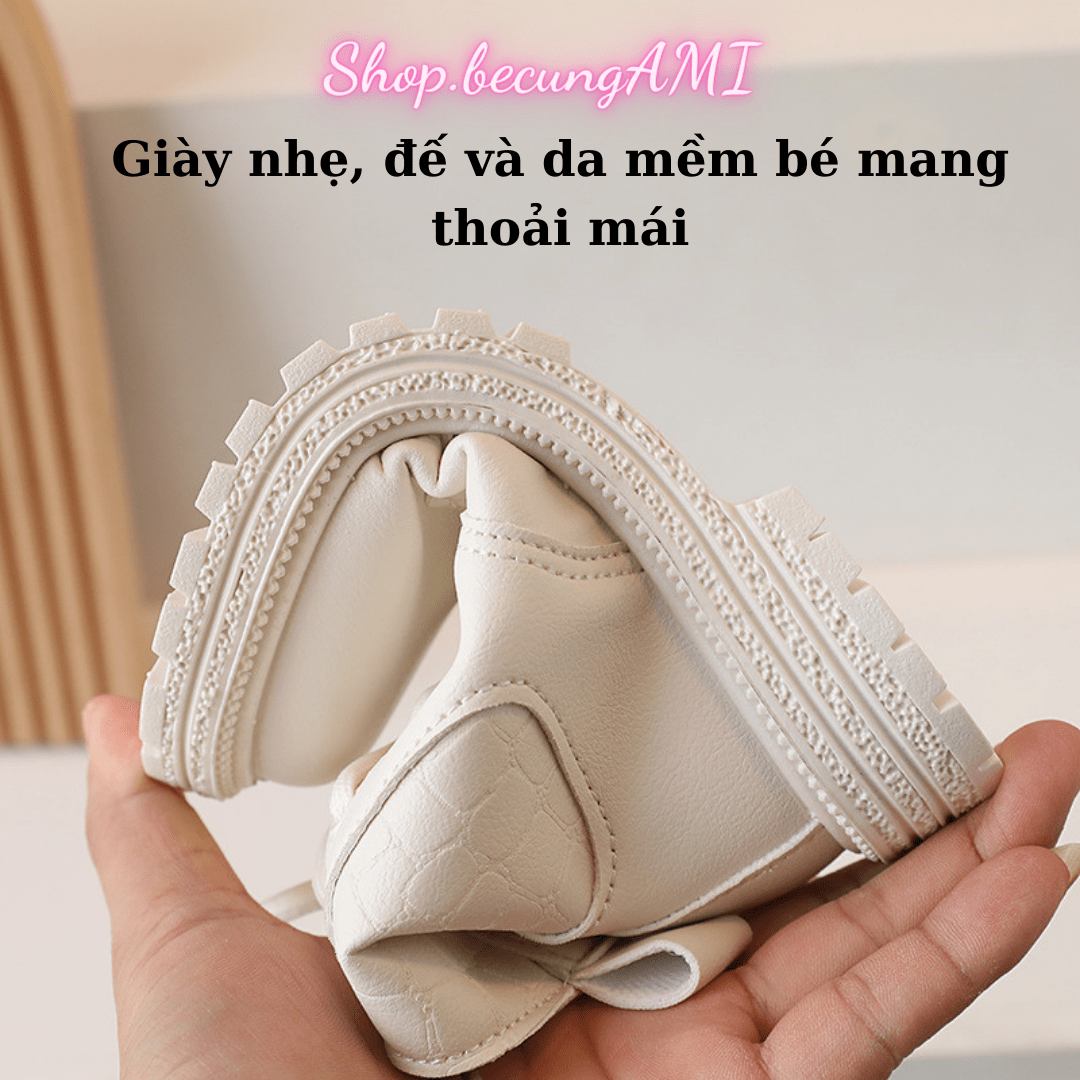 Giày bốt da cho bé trai và bé gái - Giày Boot Martin phong pách Anh Quốc cho trẻ đế mềm Giầy bốt cổ ngắn
