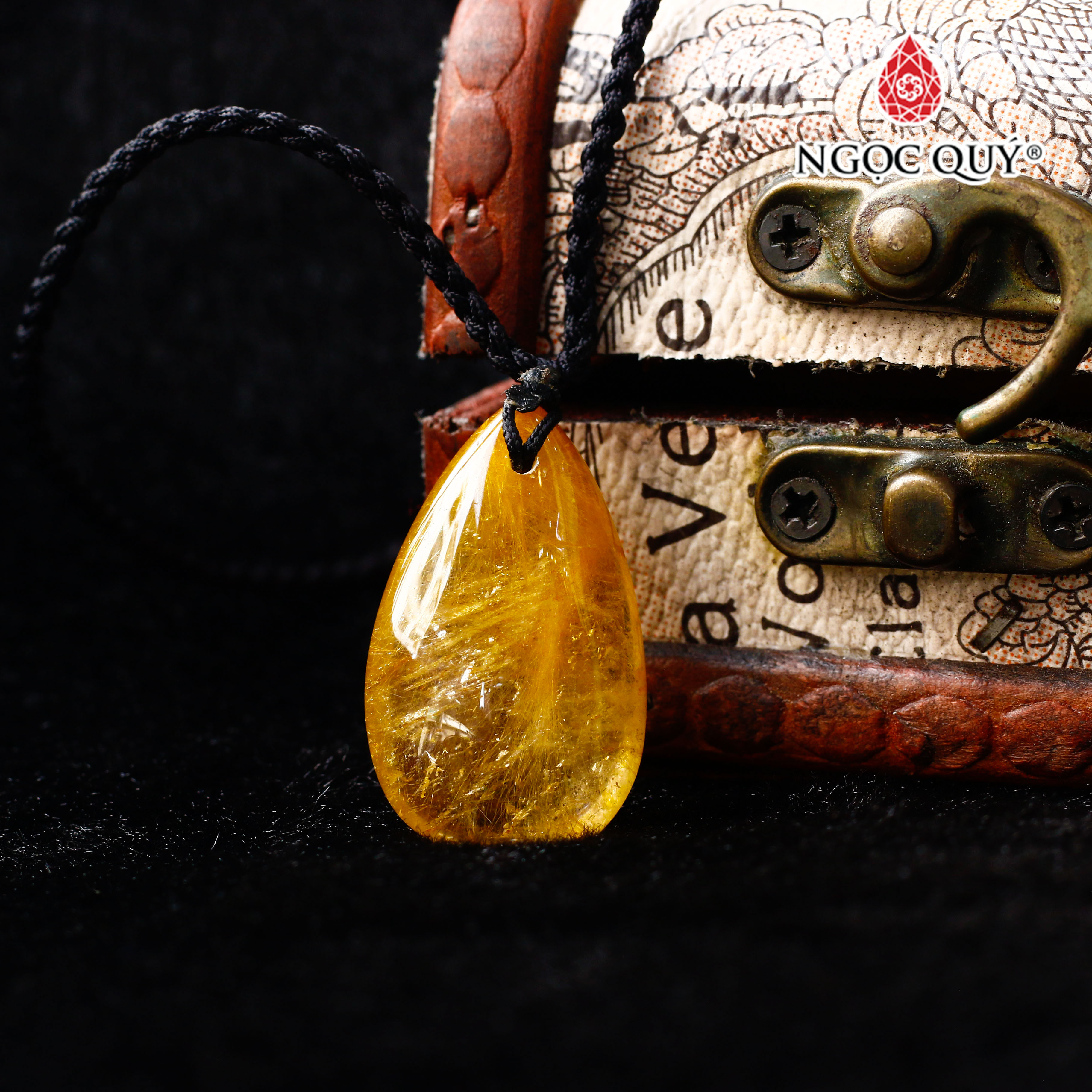 Mặt dây chuyền hình giọt nước thạch anh tóc vàng - Ngọc Quý Gemstones