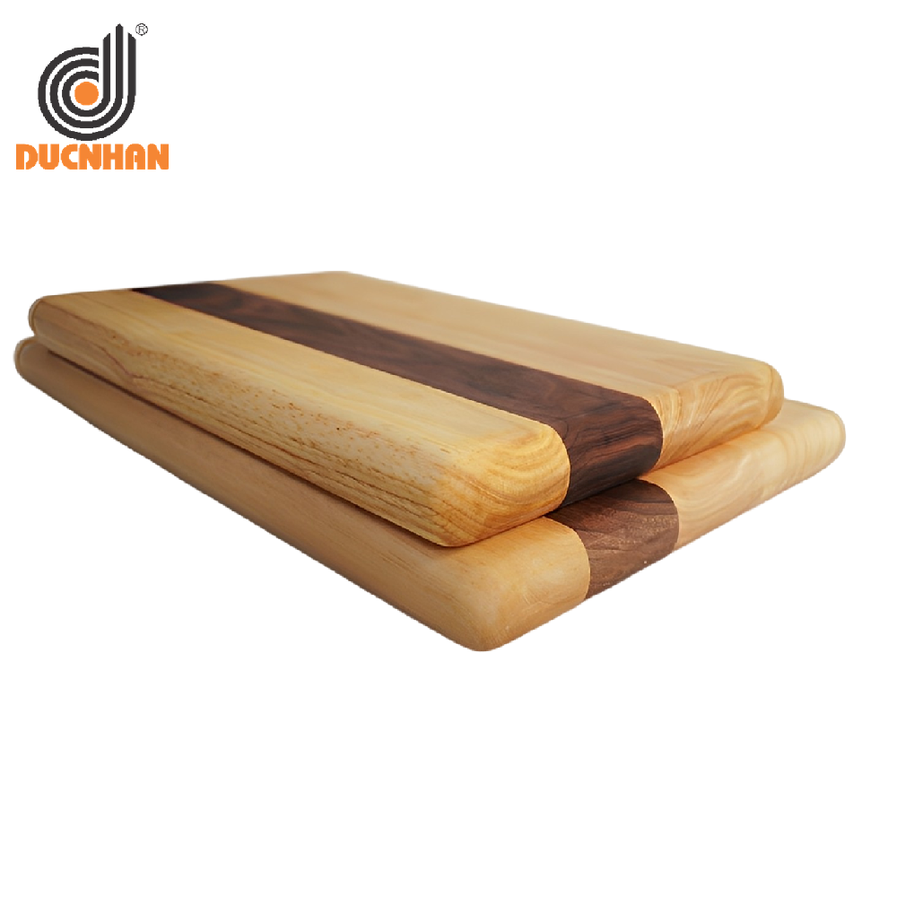 SET 2 THỚT GHÉP CAO SU VÀ ÓC CHÓ HÌNH CHỮ NHẬT MÀU TỰ NHIÊN DW105