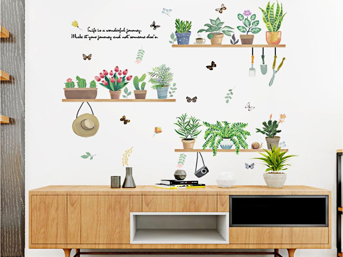 Decal dán tường kệ cây máy ảnh
