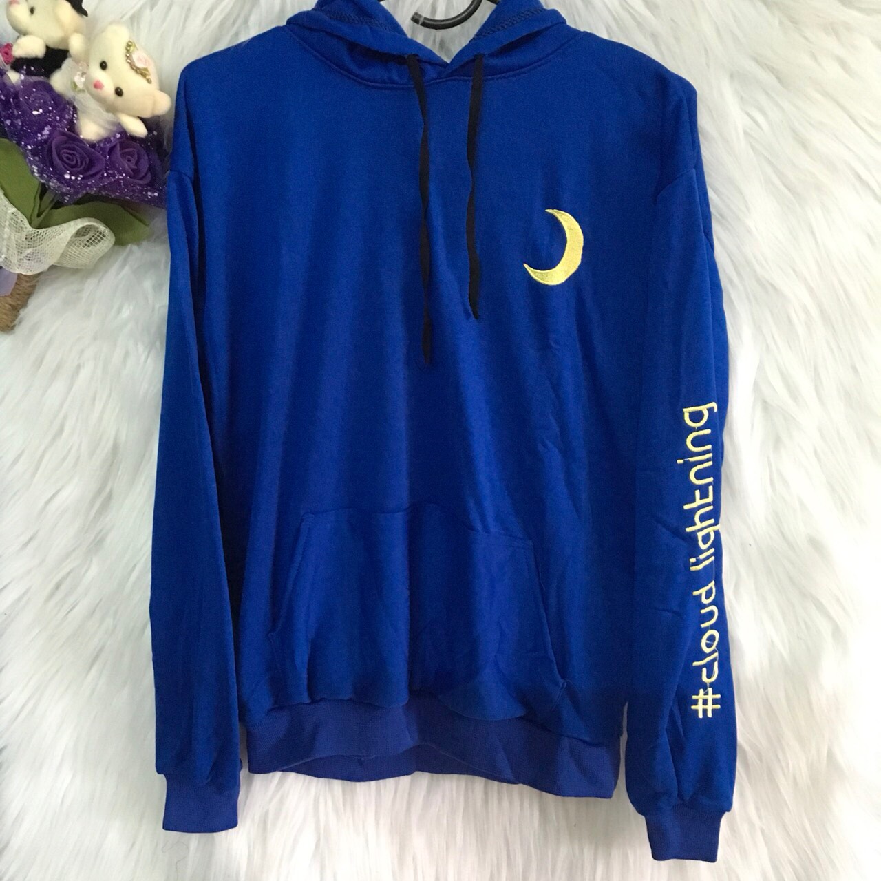 Áo hoodie unisex nam/nữ chất nỉ bông mỏng thêu BÔNG TUYẾT - MẶT TRĂNG. Ảnh thật treo tường, trải sàn