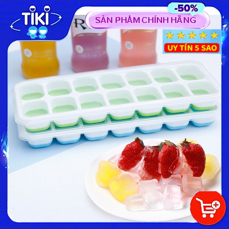 Khay Làm Đá Silicol Có Nắp Đậy Dễ Dàng Lấy Đá, An Toàn Tiện Lợi