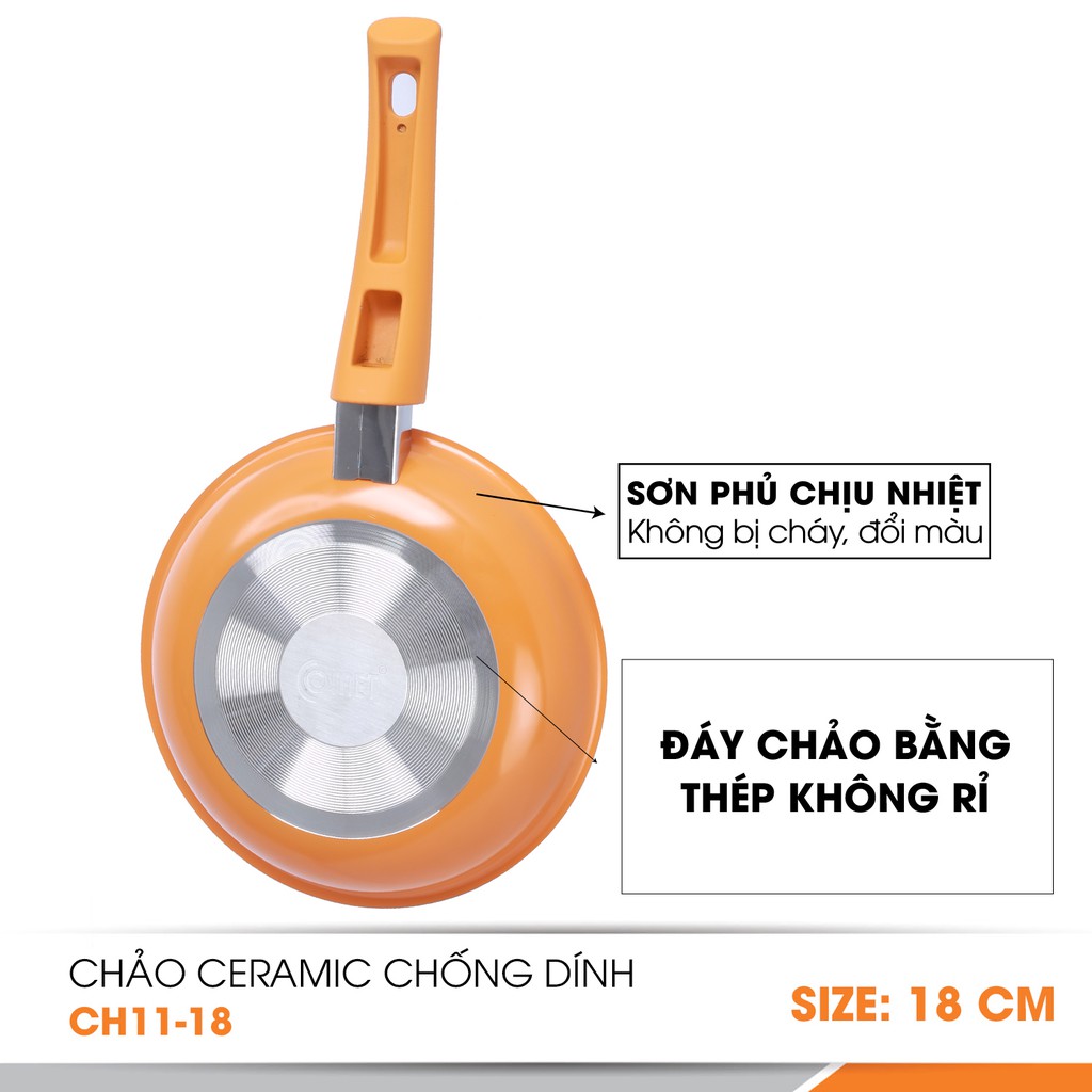 Chảo chống dính 18cm Comet Ceramic CH11-18 - Hàng Chính Hãng