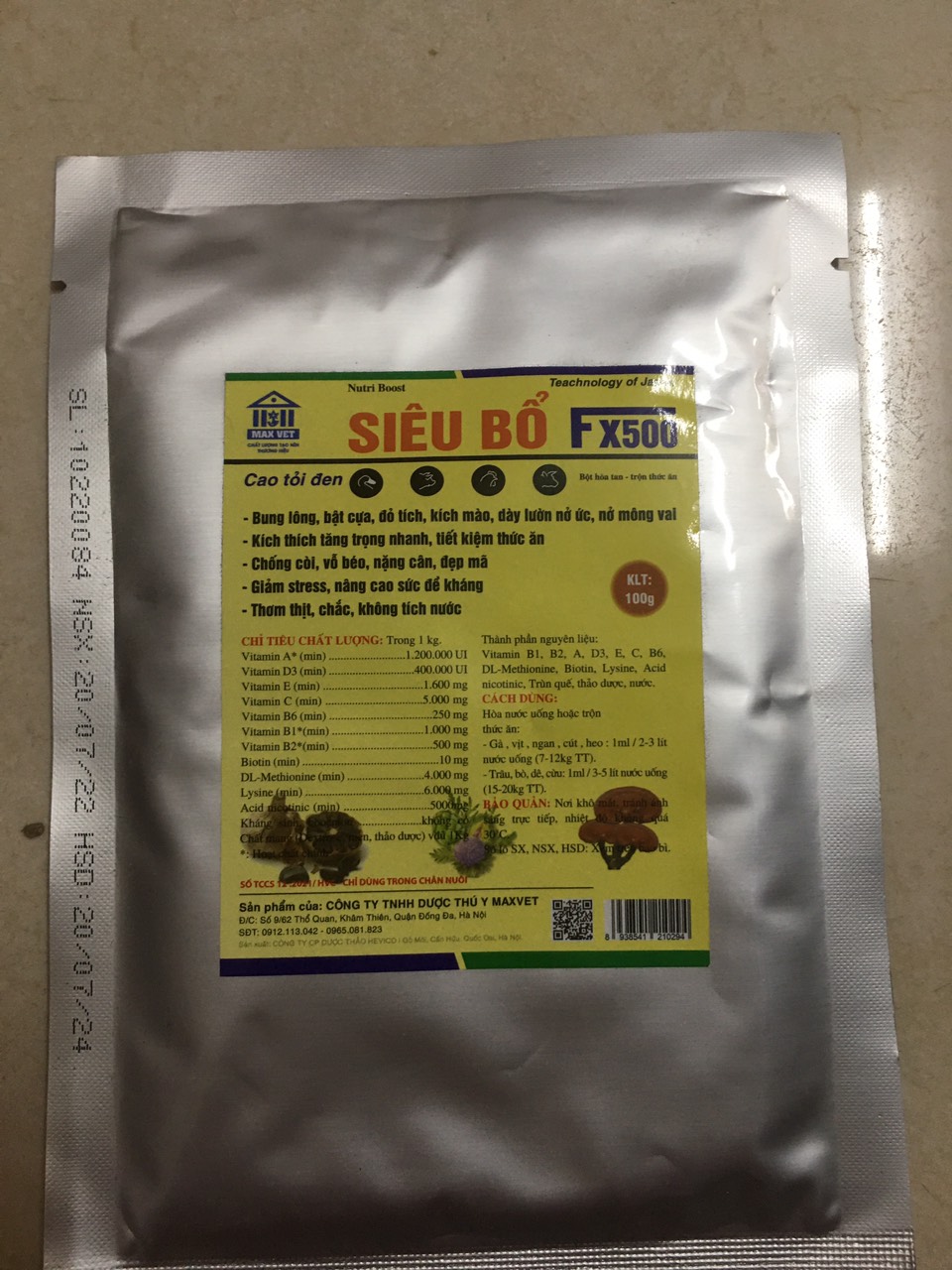 Siêu bổ FX500 (100g-Maxvet) dùng cho chó, mèo, gia súc, gia cầm