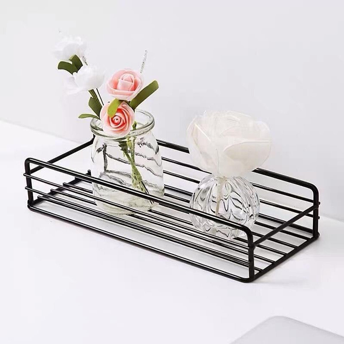 Kệ treo tường để đồ nhà tắm phòng bếp chắc chắn kích thước 16 x 27cm, kệ để đồ dán tường nhà tắm nhà bếp không cần khoan vít