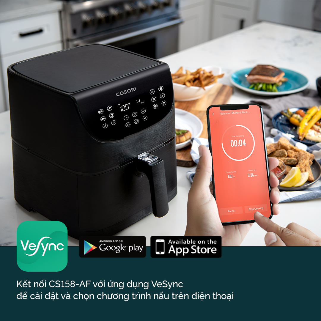 Nồi chiên không dầu Cosori (Air Fryer) CS158-AF 5.5 Lít kết nối Wifi - Hàng chính hãng