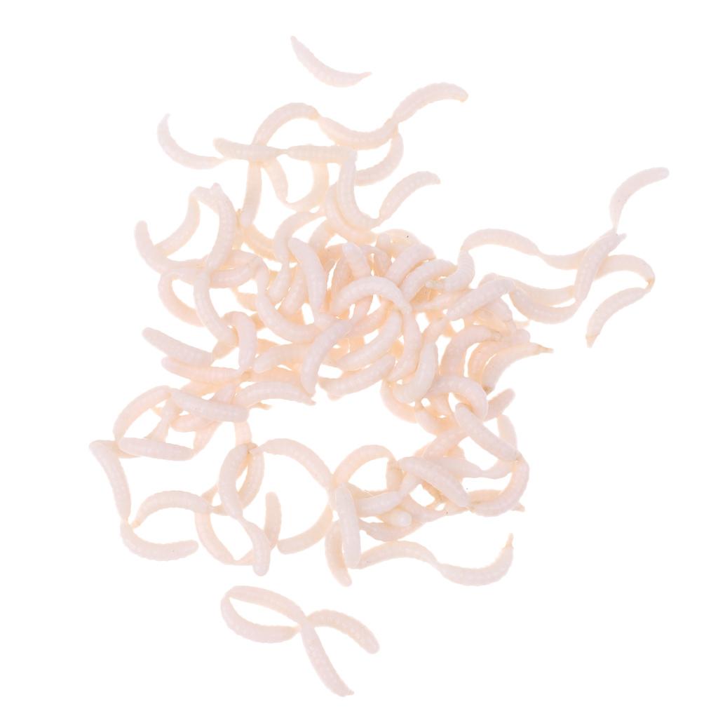 120Pcs/Box White Fishing Maggots Soft Worms Lure Strong Fishy Fishing Bait