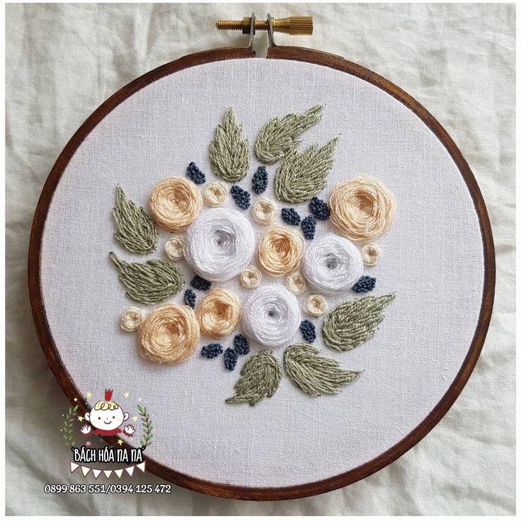 Kit Thêu Tay Tranh Hoop Hoa trang trí DIY Handmade Phong cách Trang Nhã Hàn Quốc Nguyên Liệu Thêu - Bách hóa Na Na