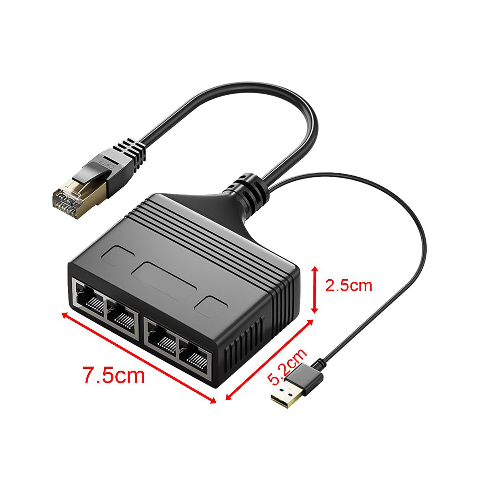 RJ45 Ethernet Splitter Splitter Ethernet Adapter ,Electronics with High Speed ,Network ,1 to 4 Port Ethernet Cable Connector for