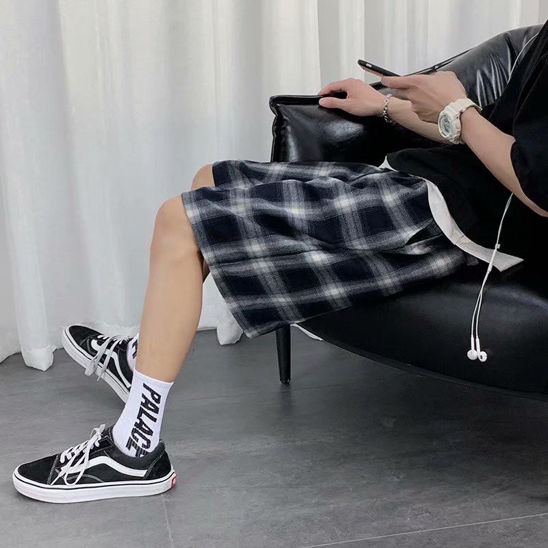 Quần Đùi Ống Rộng Họa Tiết Sọc Caro Thời Trang Cho Nam