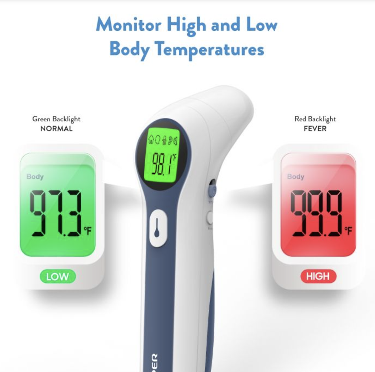 Combo máy đo nồng độ oxy trong máu SPO2 và nhịp tim JPD-500E và Nhiệt kế hồng ngoại không tiếp xúc Jumper JPD-FR202