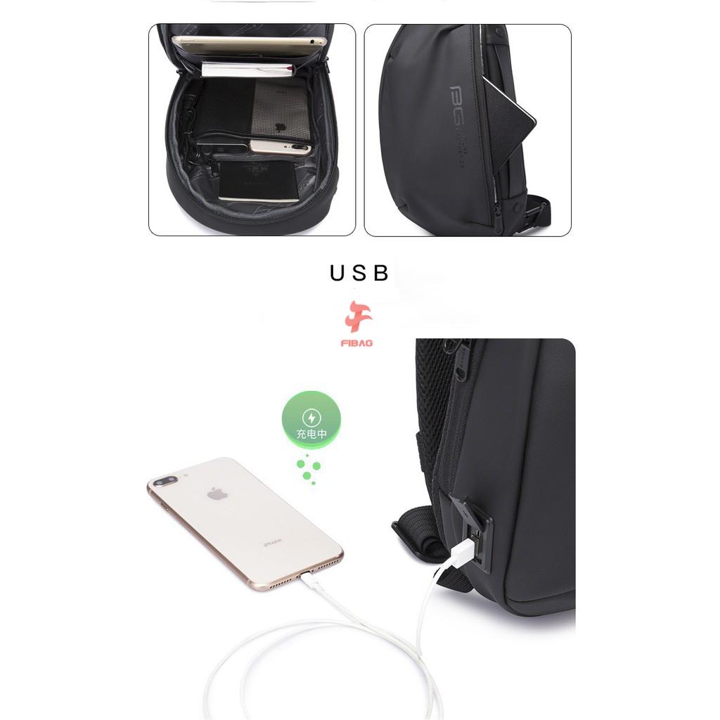 Túi Đeo Chéo Nam có cổng sạc USB - Hiệu BANGE FI19 Cao Cấp - Chống Thấm Nước - Chính Hãng