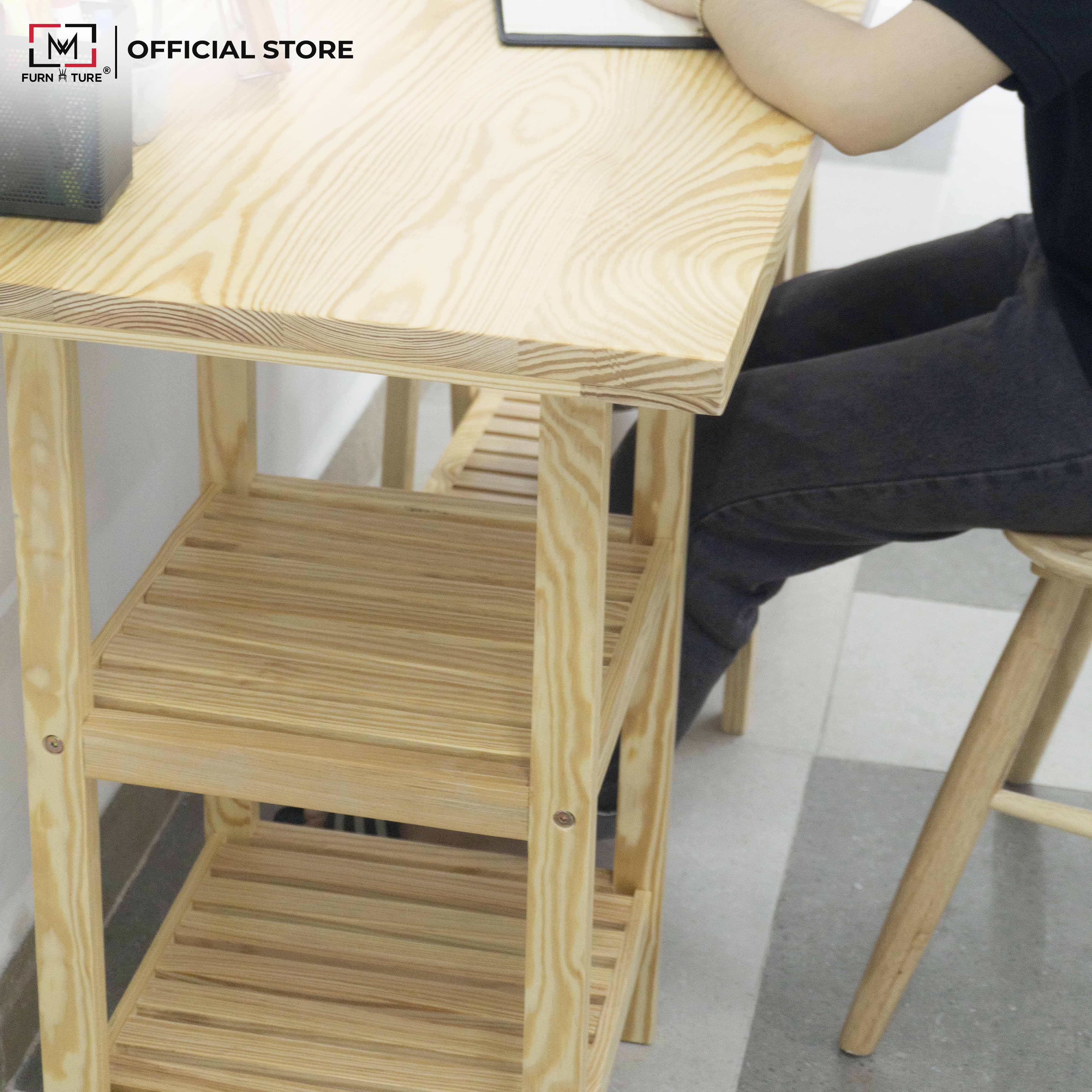 BÀN LÀM VIỆC ĐA NĂNG CHÂN THÁP MÀU GỖ MWFURNITURE - STANDING TOWER TABLE NATURAL