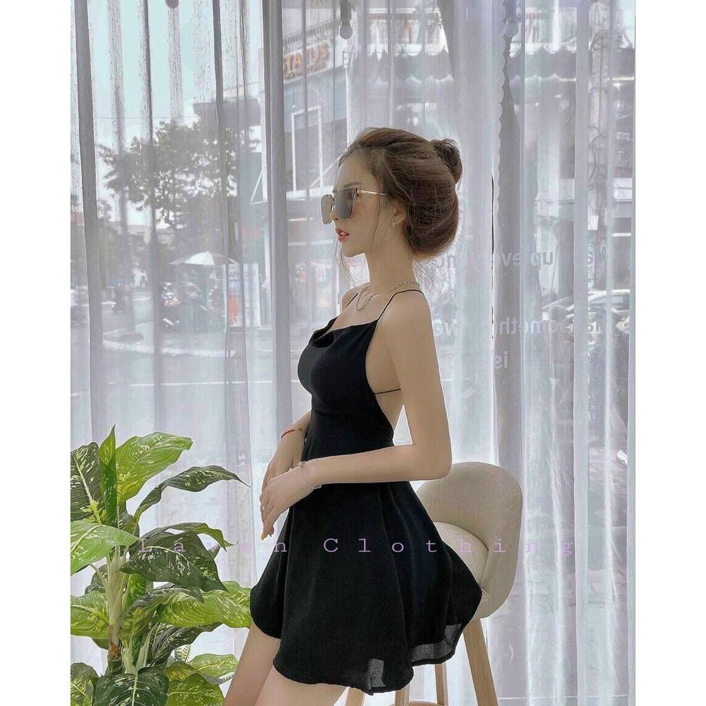 ĐẦM NỮ NGẮN XÒE ĐAN DÂY TRỐNG LƯNG QUYẾN RŨ