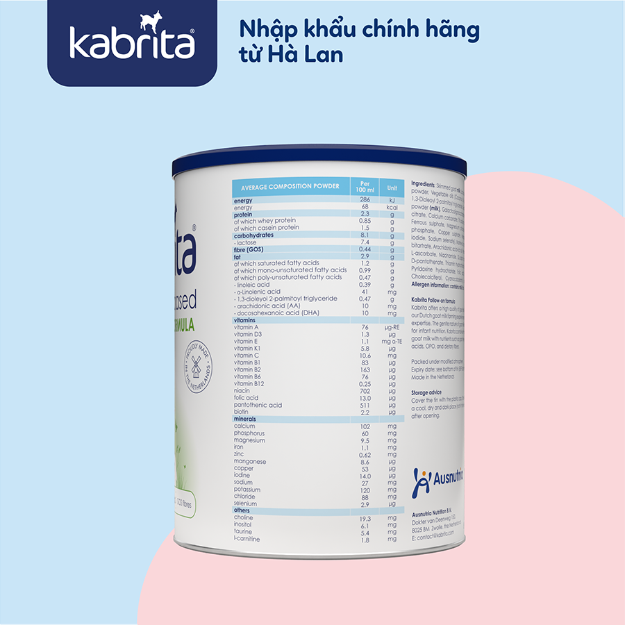 Sữa dê Kabrita số 2 cho trẻ từ 12 - 24 tháng - Lon 800g