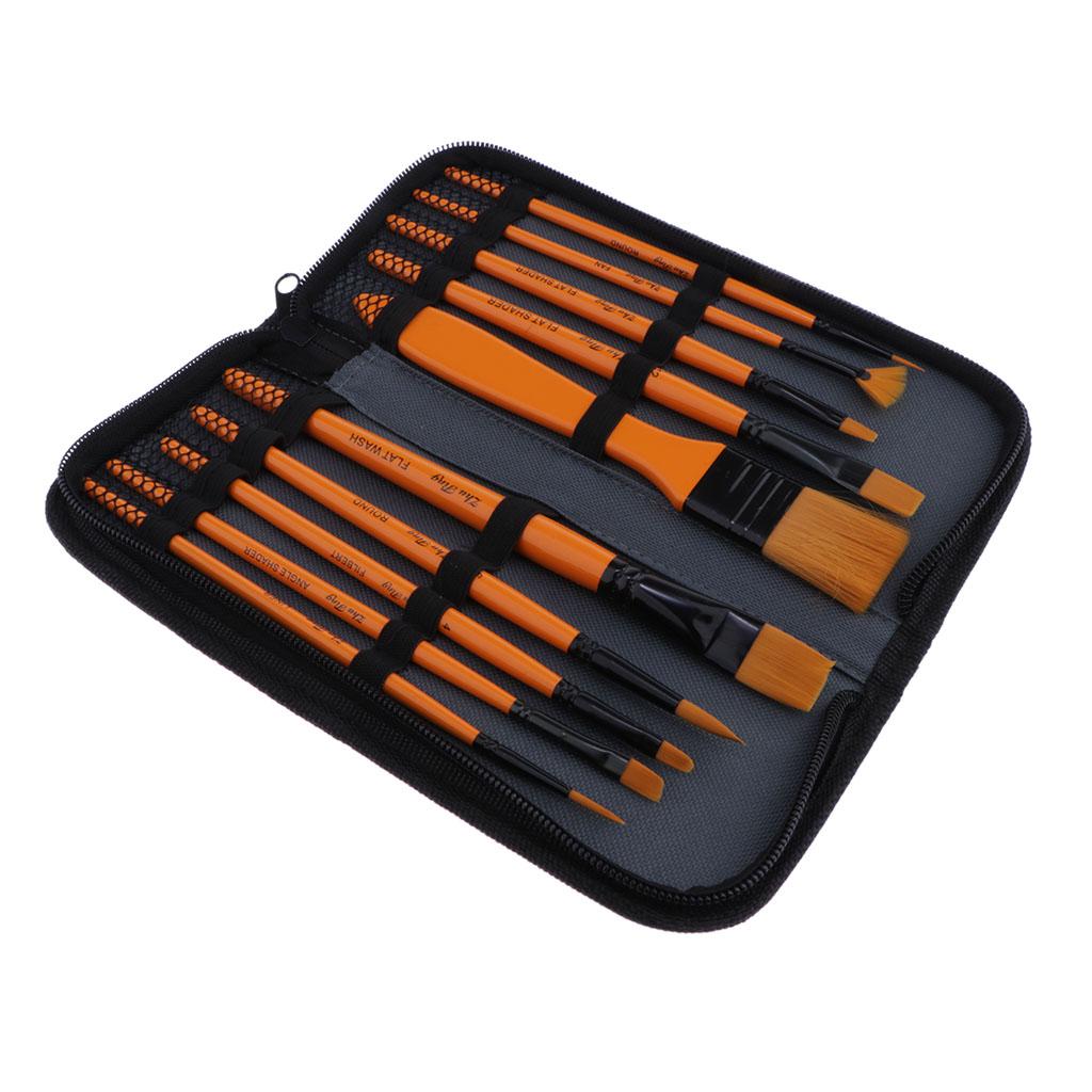 Bộ 10 Bút Lông Chuyên Nghiệp Cọ Sơn Tròn Đầu Nhọn Lông Nylon Nghệ Sĩ Acrylic Bàn Chải Cho Acrylic Màu Nước Sơn