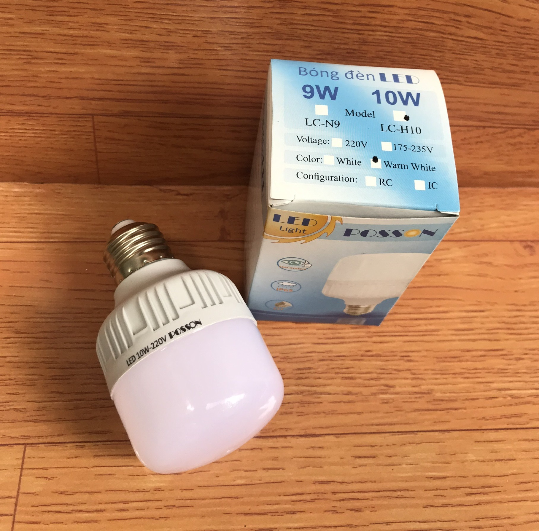 10 Bóng đèn Led trụ 9w 10w bup trụ T60 bulb tiết kiệm điện kín chống nước mưa Posson LC-10x