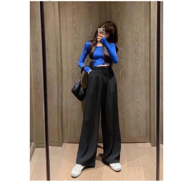 Quần ống rộng lưng cao hot