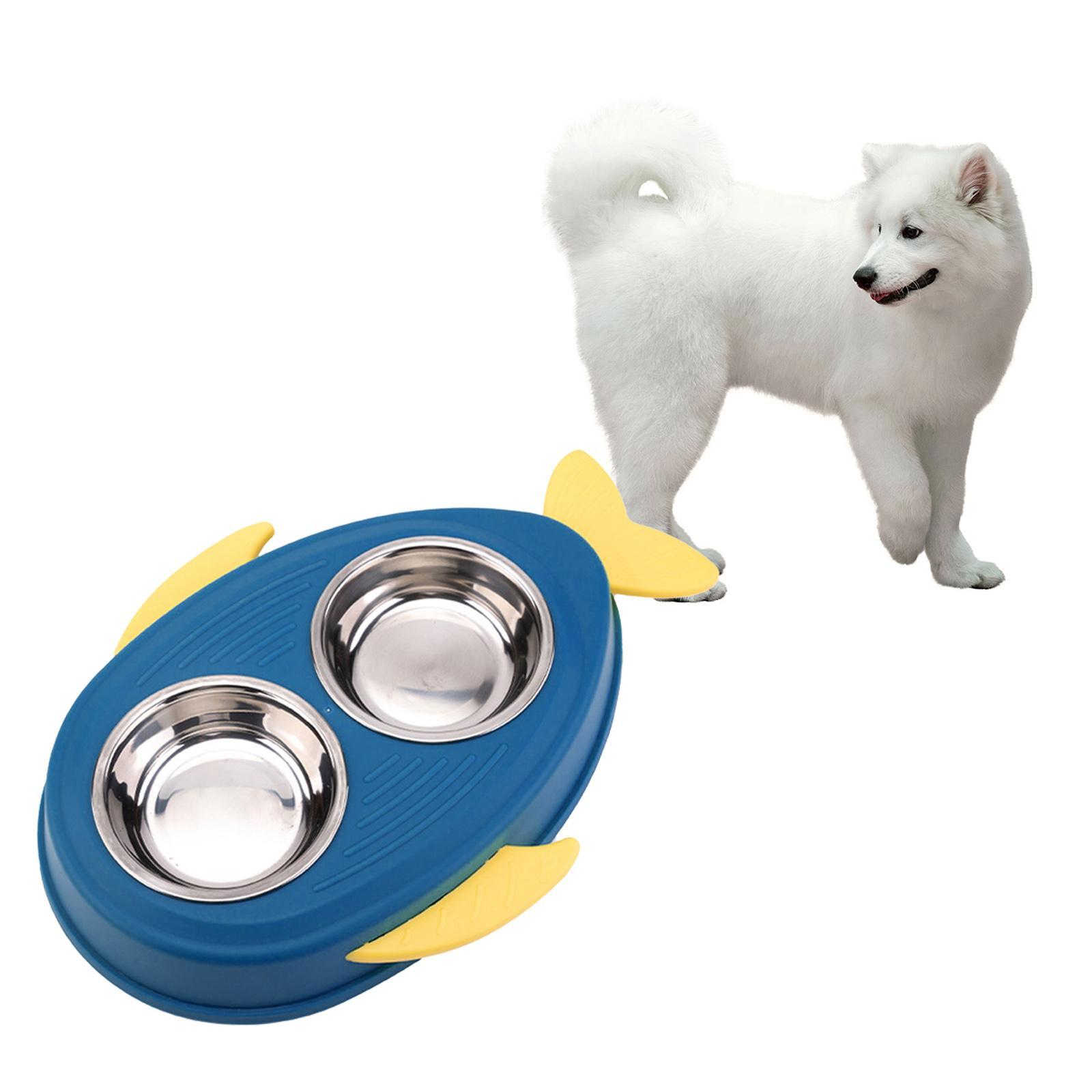 Water and Food Bowls Pet Feeder Waterer Dispenser Blue