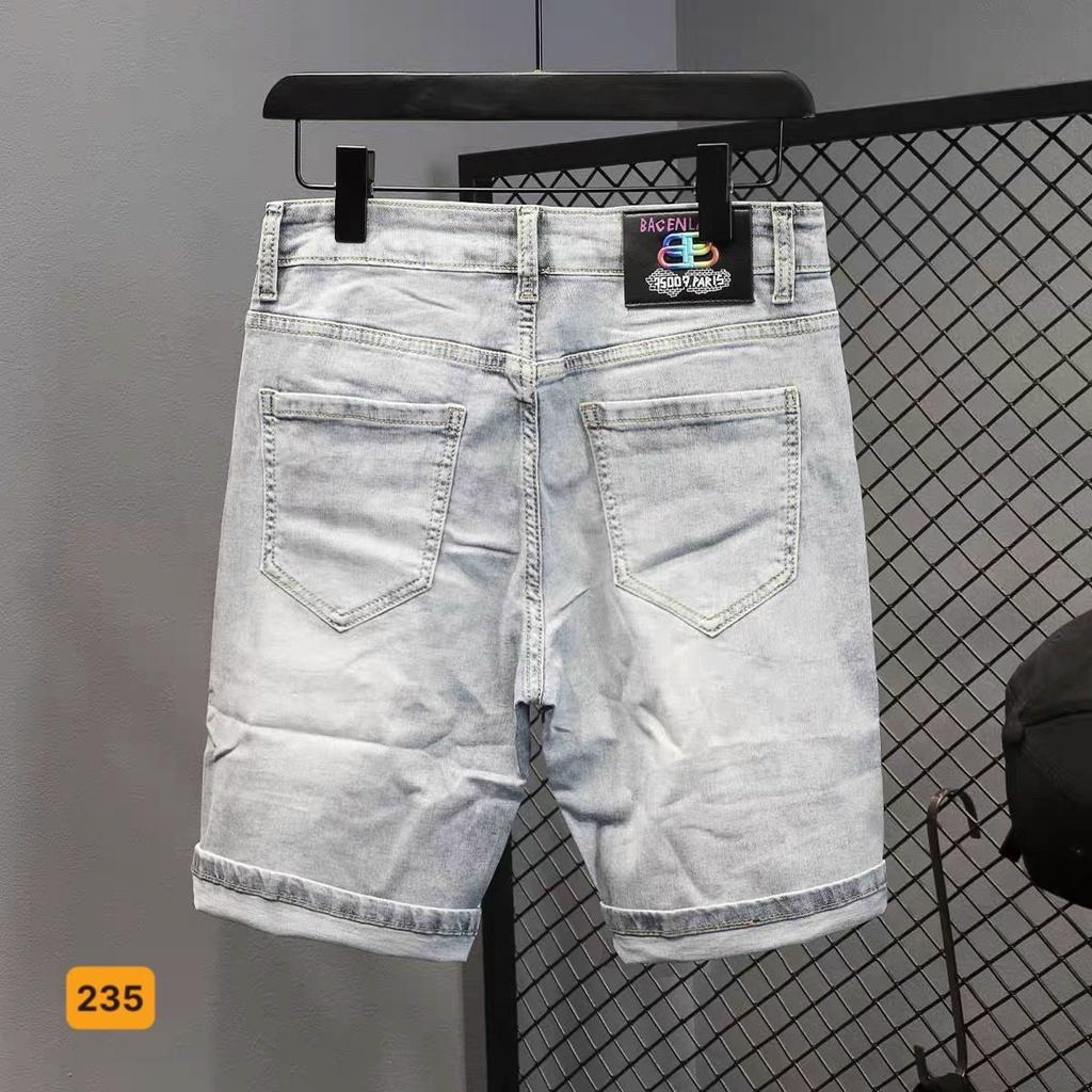 Quần Thêu Cao Cấp Jean co giãn Quần short jean Nam Thêu Thời trang trẻ 235