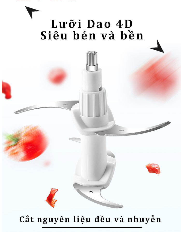 Máy xay thịt đa năng KONKA KJ-FP201 Cối thủy tinh 2 Lít với 4 lưỡi inox 304 Công Suất 250W - HÀNG CHÍNH HÃNG