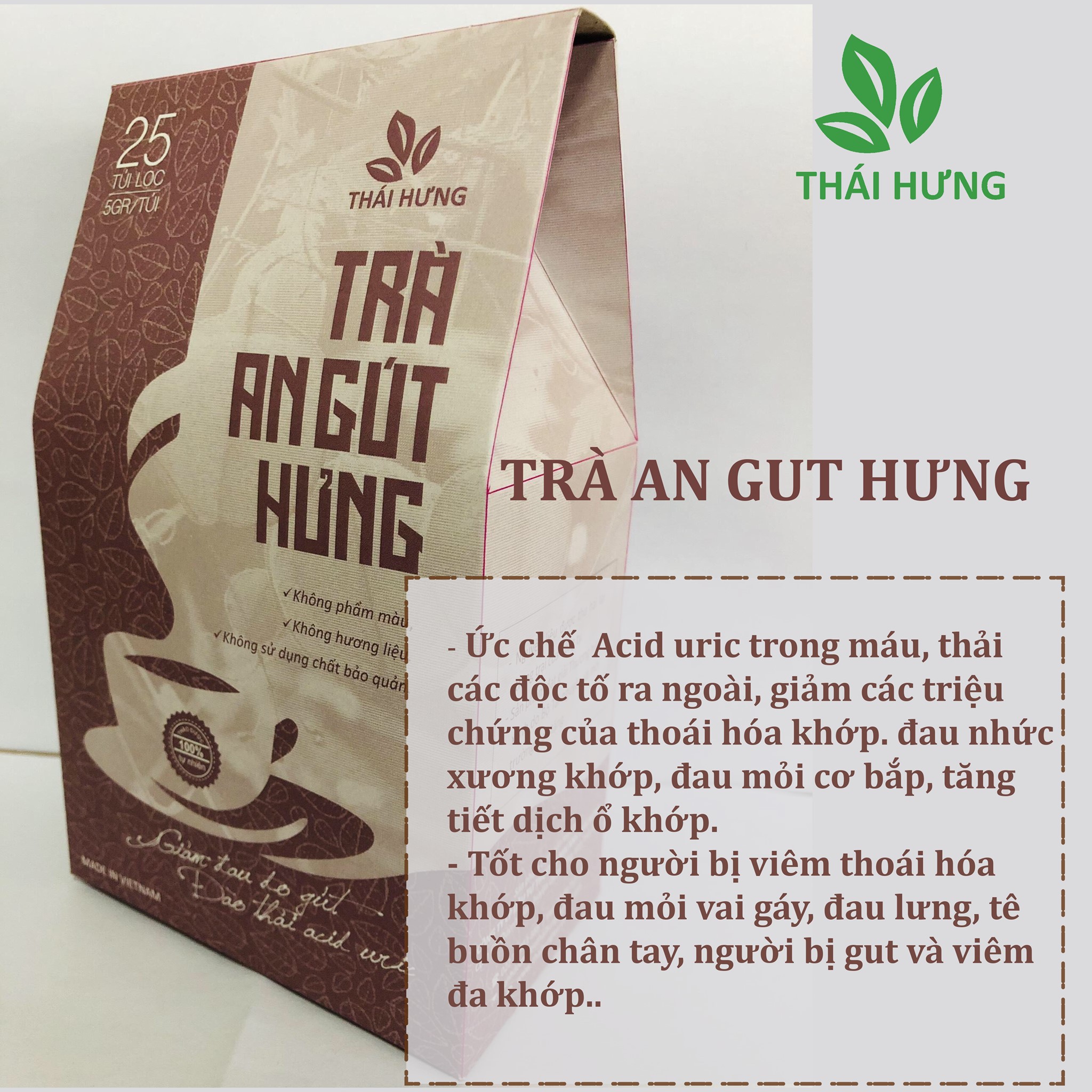 Combo 04 hộp Trà An Gút Hưng - Đào thải axit Uric, giảm cơn đau do gút