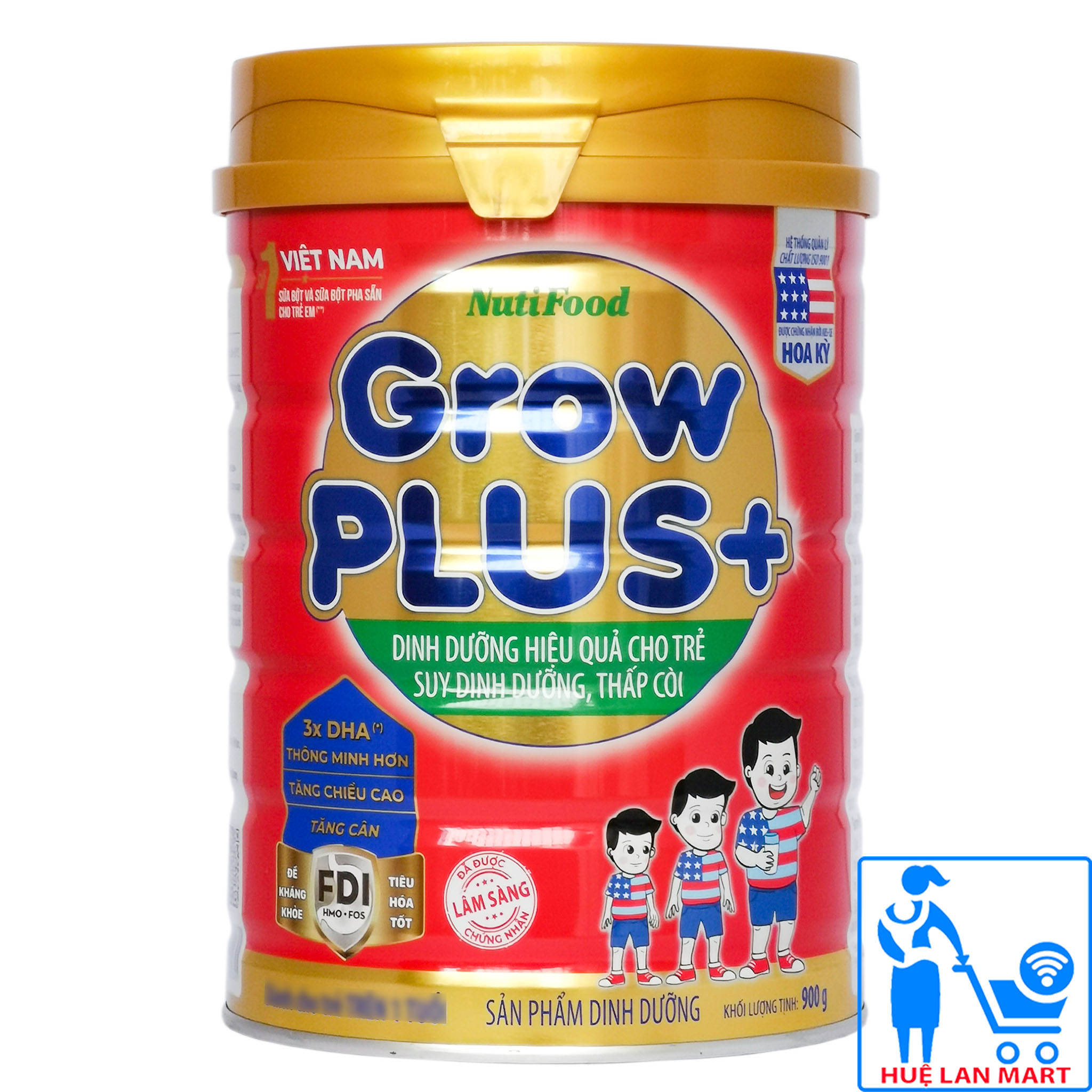 3 Hộp Sữa Bột Nutifood Grow Plus+ Đỏ (900g)