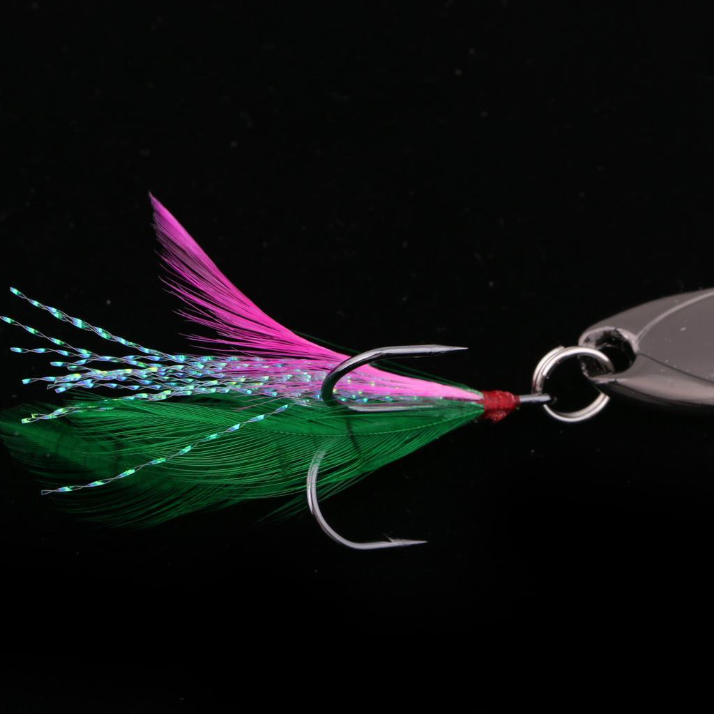 2pcs Metal Spoon Fishing Lures Spinners Baits VIB Tackle with Treble Hook 2 Size
