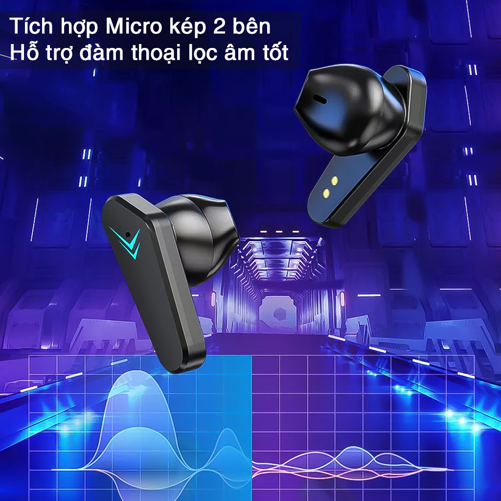 Vinetteam Tai Nghe Không Dây Gaming X15S TWS Công Nghệ Bluetooth 5.0 Cảm Biến Chạm, Không Có Độ Trễ, Thiết Kế Thể Thao - Hàng Chính Hãng