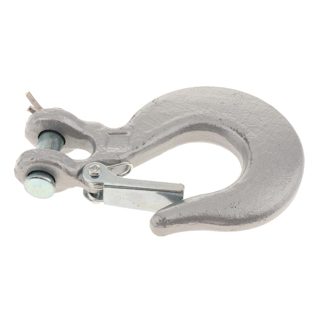 1/4 Inch Lifting Chain Hook 304 Stainless Steel Fork Head  Hook with Safety Lock for Upgrading The ATV Trailer for Towing Winch