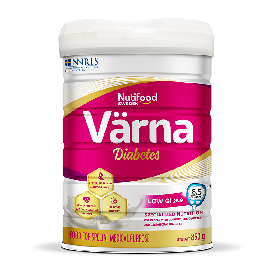 Sữa bột Värna Diabetes Ổn định đường huyết (GI = 26,9) (Lon 850g)