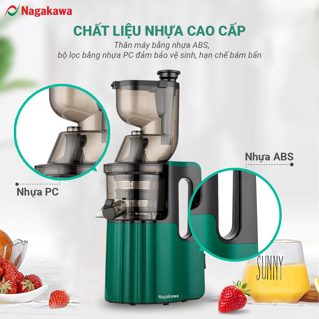 Máy ép chậm Nagakawa NAG0817 – Dung tích 300ml – Công suất 150w - Hàng Chính Hãng