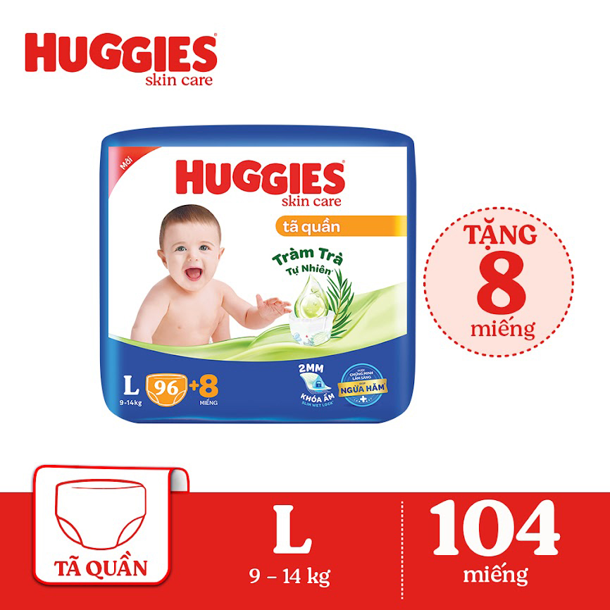 Hình ảnh Tã/bỉm quần HUGGIES SKINCARE MEGA JUMBO size L 96+8 miếng