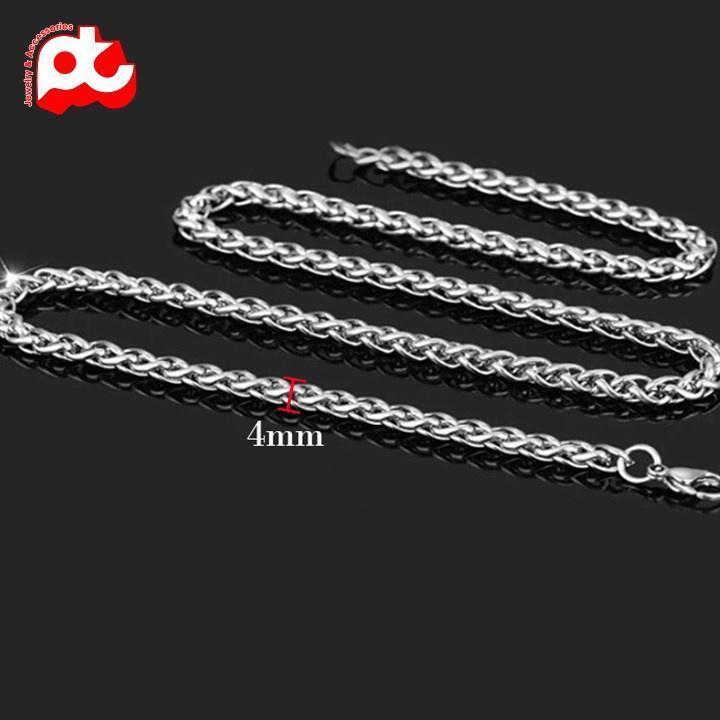 Dây chuyền nam đẹp titan cao cấp thời trang rẻ titan bông dừa trangsucpt kích cỡ 4mm trắng PTDCNA173