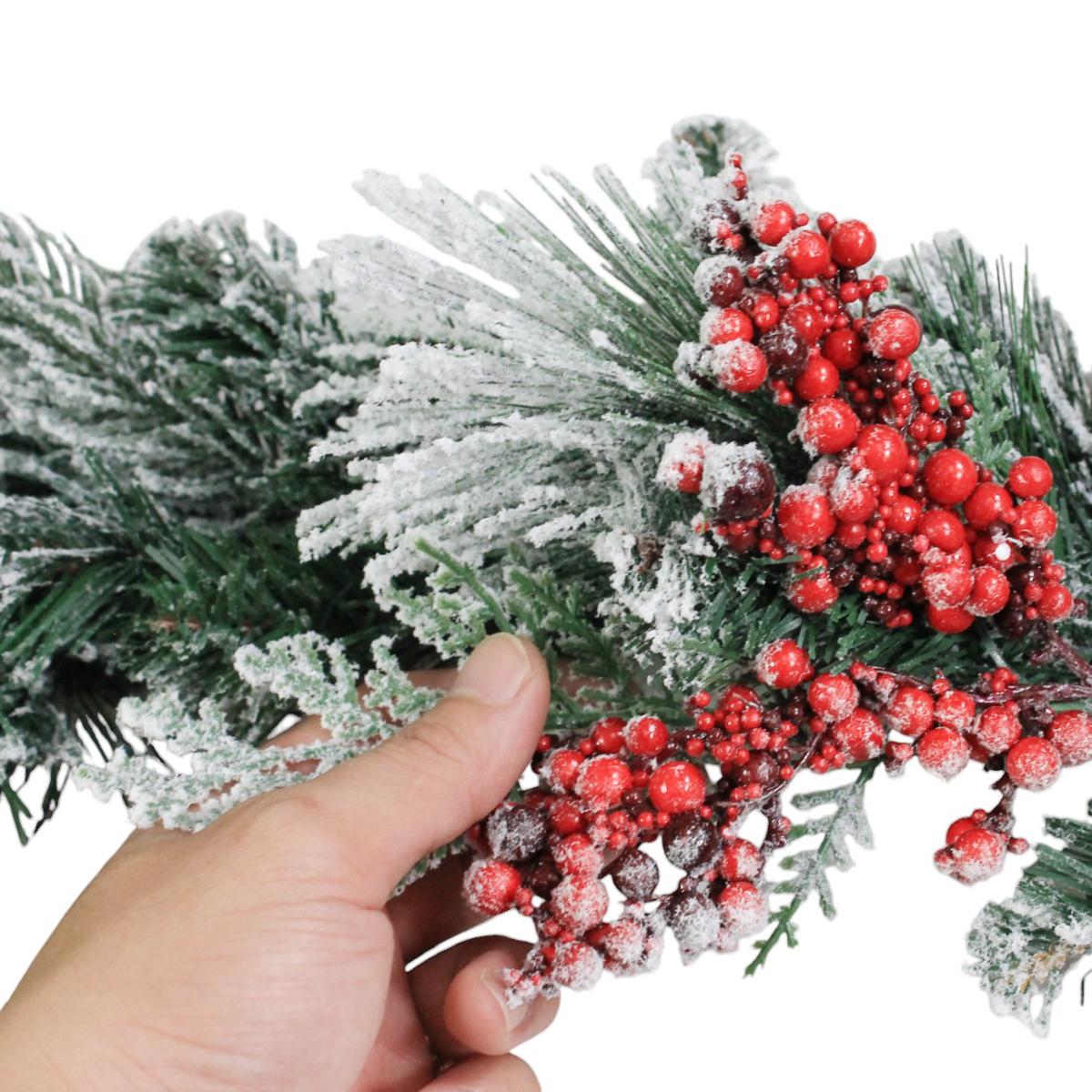 Dây Trang Trí 4 Loại Lá Phủ Tuyết 210 cm - Trang Trí Giáng Sinh - Chaang Chiia LP-G10-SD