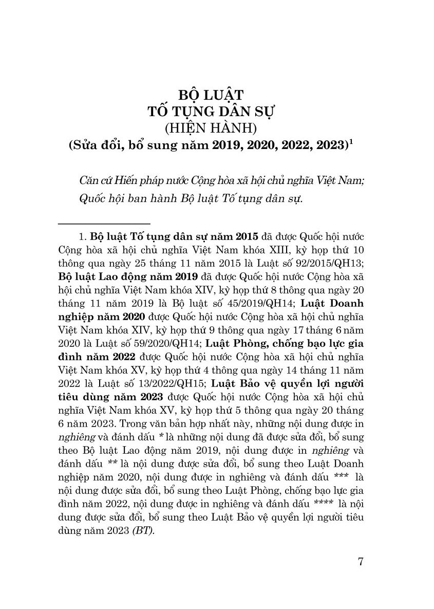 Bộ luật Tố tụng Dân sự (sửa đổi, bổ sung năm 2019, 2020) - bản in 2023
