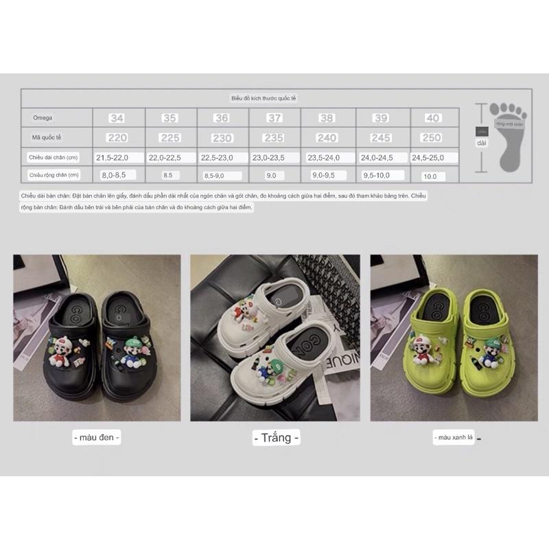 DÉP BÁNH MÌ NỮ ĐẾ CAO 6-7CM, KÈM STICKER HOT TREND STICK HÌNH NGƯỜI MẢRIO 3d