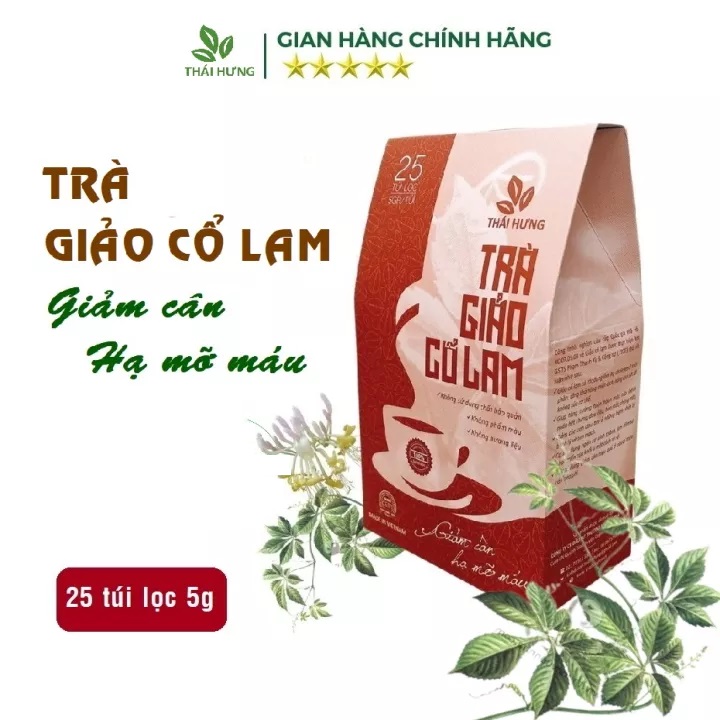Combo 8 túi Trà Giảo cổ lam Thái Hưng - Giảm cân, hạ mỡ máu 25 túi lọc x 5g