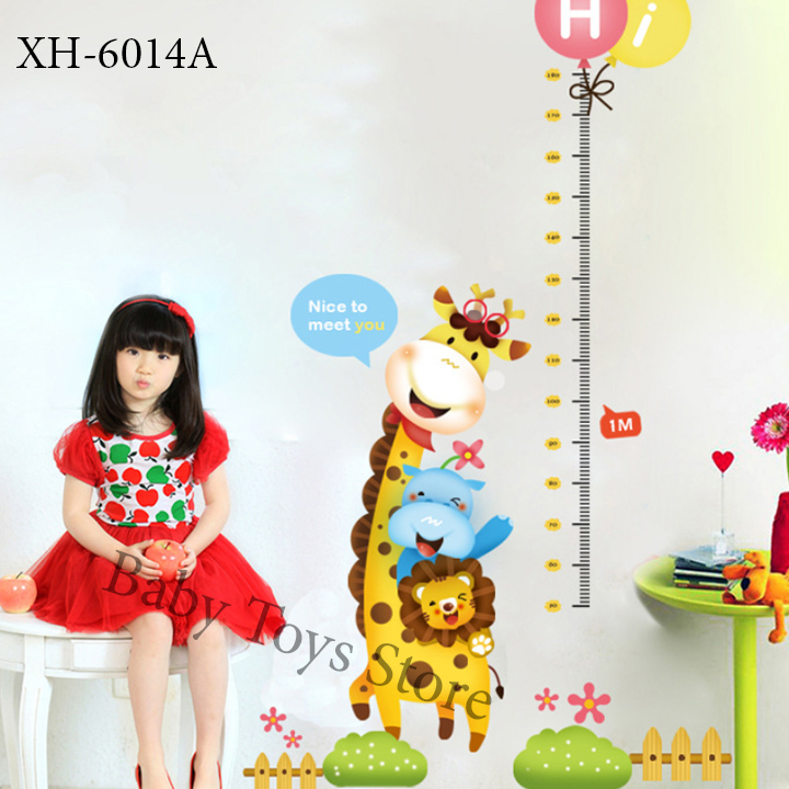 Decal dán tường thước đo chiều cao cho bé hình hươu và sư tử dễ thương - Trang trí decor phòng cho bé - Quà Tặng sinh nhật cho trẻ