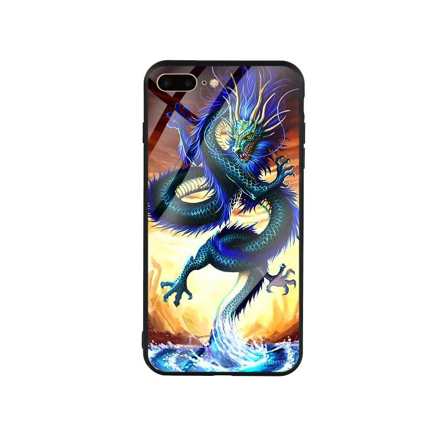 Ốp Lưng Kính Cường Lực cho điện thoại Iphone 7 Plus / 8 Plus - Dragon 08