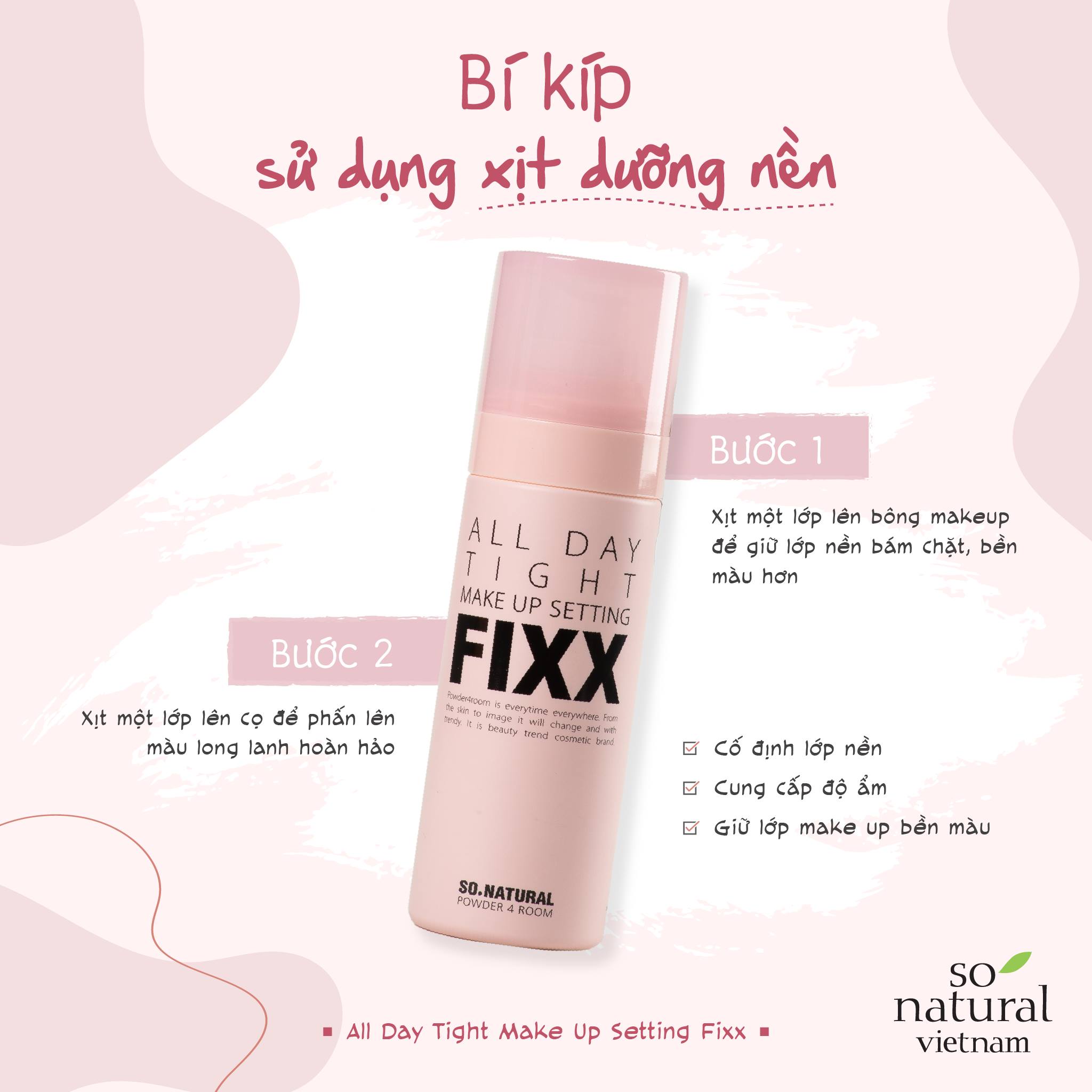 Xịt Khóa Nền Trang Điểm So Natural All Day Tight Make Up Setting Fixx 75ml l Nhập Khẩu Chính Hãng Hàn Quốc