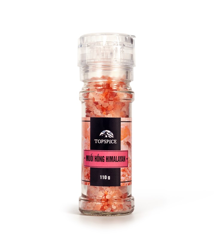 Chai muối hồng hạt có cối xay nhiều lần – 110g cao cấp, cối xay dùng nhiều lần – dùng spa dưỡng da, đắp mặt hoặc sử dụng cho nấu ăn đa dạng các món: thịt bò, cá kho, rau xào, canh, soup,…