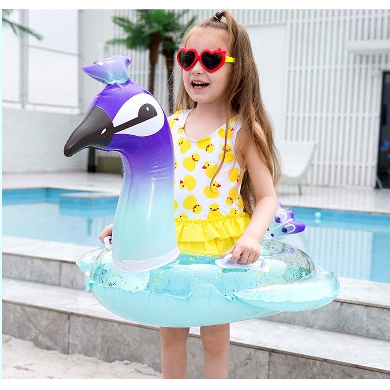 Phim hoạt hình sequin vàng hồng hồng hạc ngồi nhẫn trẻ em trẻ em trẻ em bé kỳ lân bơi vòng