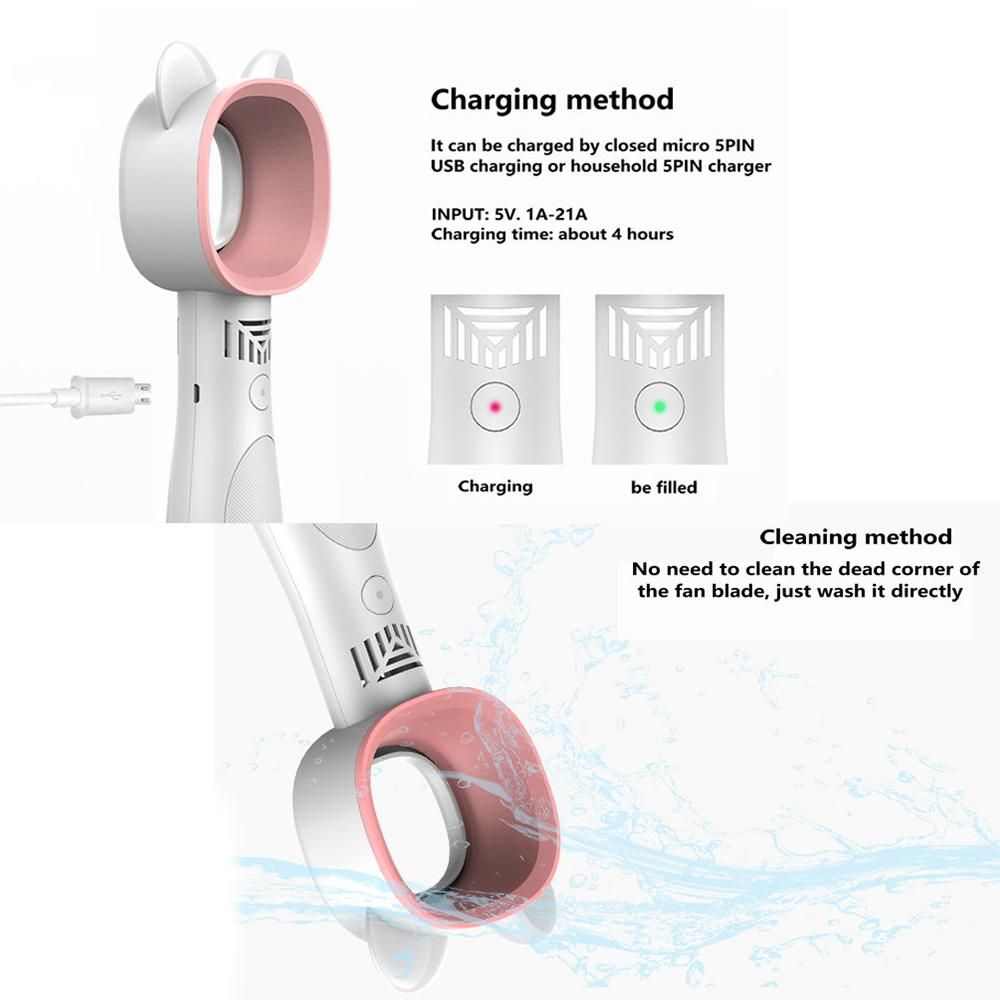 Quạt di động cầm tay mini không cánh, sạc lại USB,chất liệu ABS, dễ lau chùi, sử dụng lâu bền