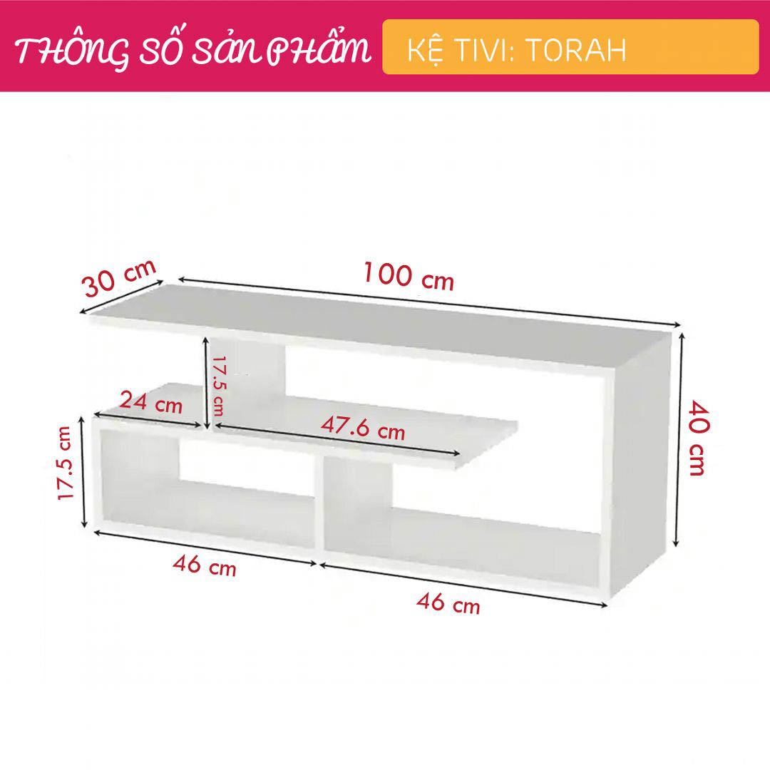 Kệ tivi gỗ hiện đại SMLIFE Torah | Gỗ MDF dày 17mm chống ẩm | D100xR30xC40cm