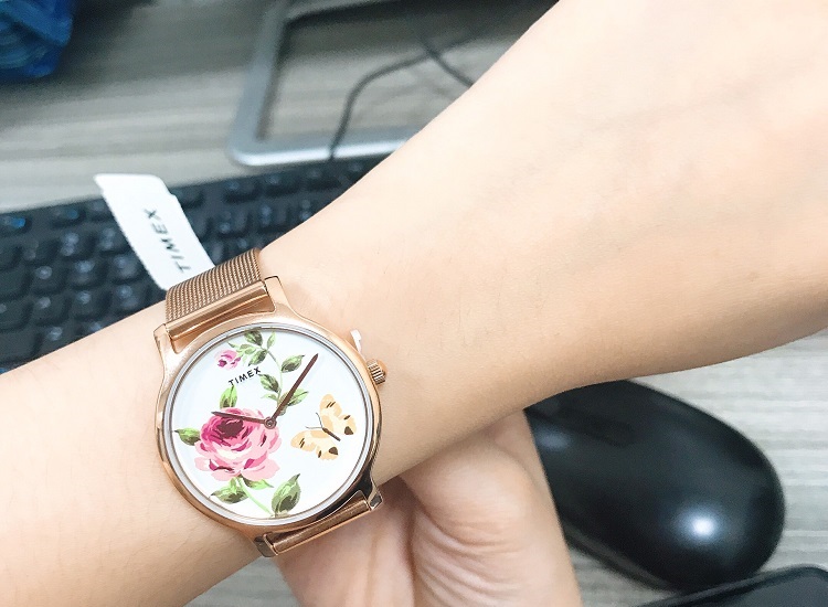 Đồng hồ Timex Full Bloom Steel Gold Rose White TW2U19100