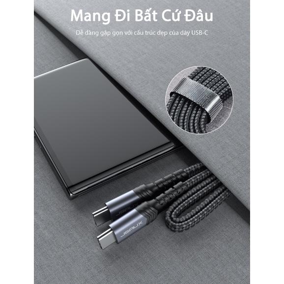 Cáp Sạc Siêu Nhanh 60w Type C sang Type C Dây Dẹp Chống Rối CC0018 JSAUX – Hỗ trợ sạc nhanh lên đến 3A / 60W - Tốc độ truyền 480Mbps - Hàng chính hãng